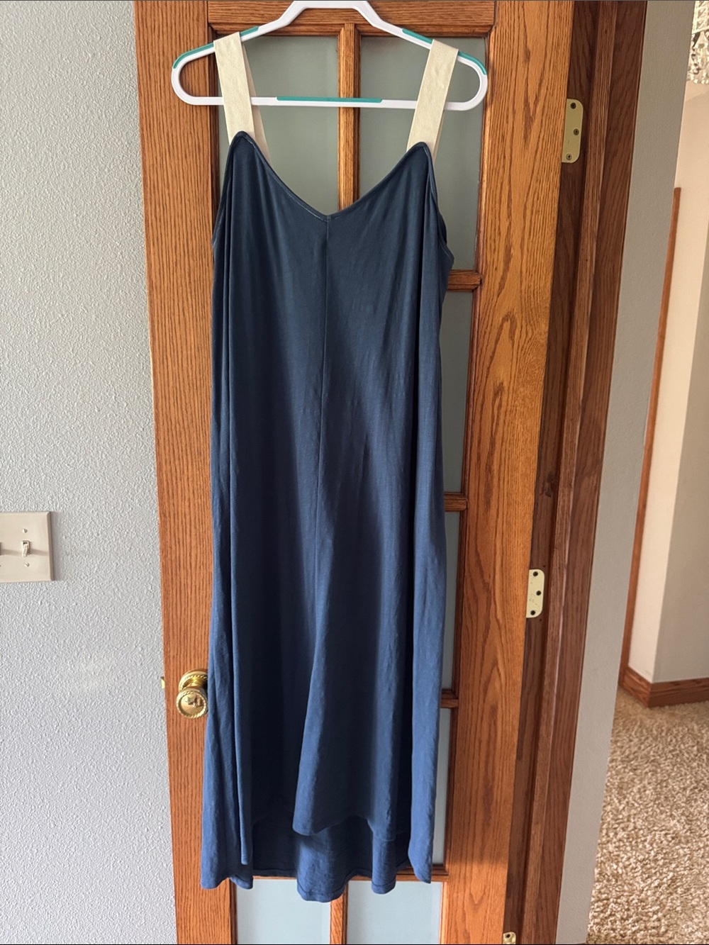 Lilla P Navy Blue High-Low Dress with Cream Straps